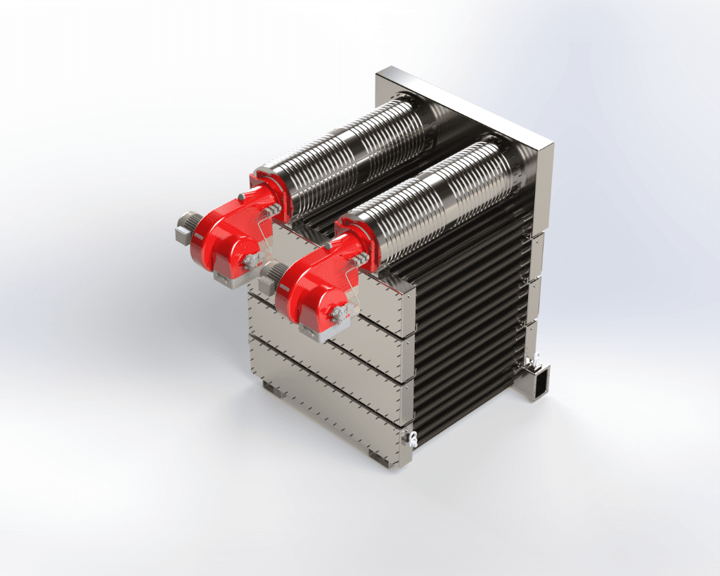 EcoHeat double-burner indirect process heater for waste incineration auxiliary heating