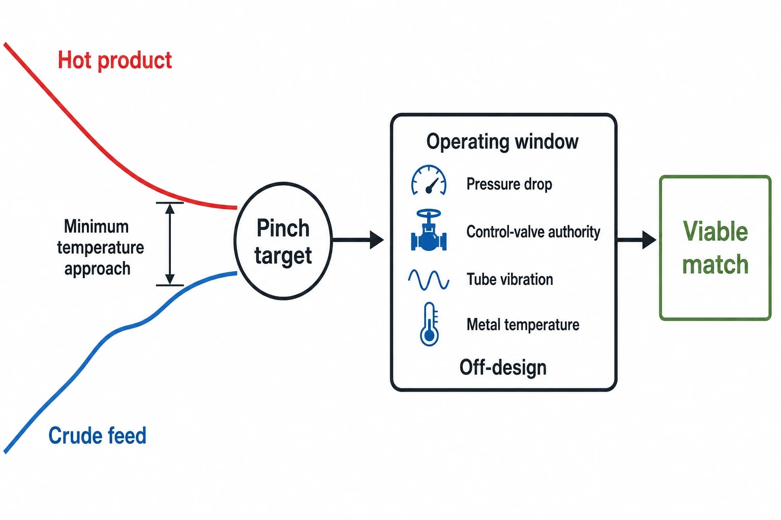 Apply pinch analysis within CDU operating constraints