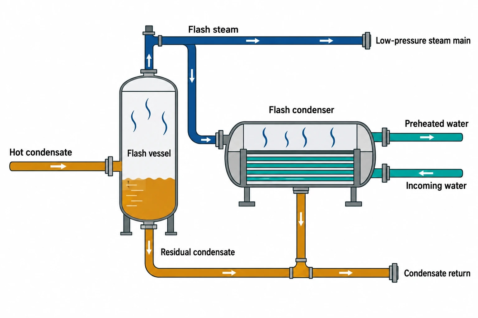 Flash Vessels and Flash Condensers in a Food Plant