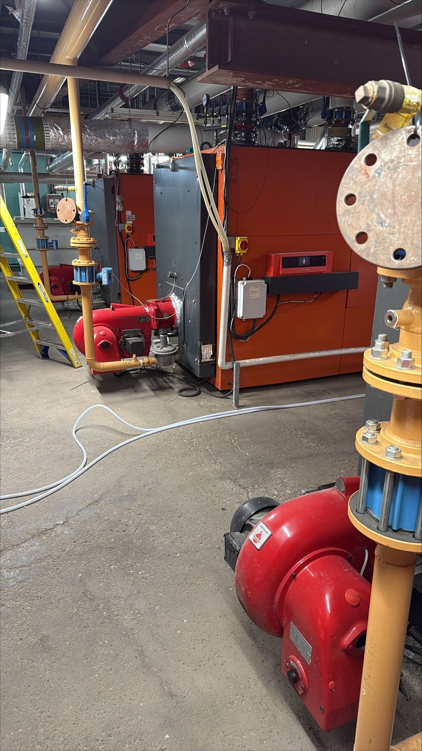 TYPE: photograph
CONTENT: The image depicts an industrial boiler room
